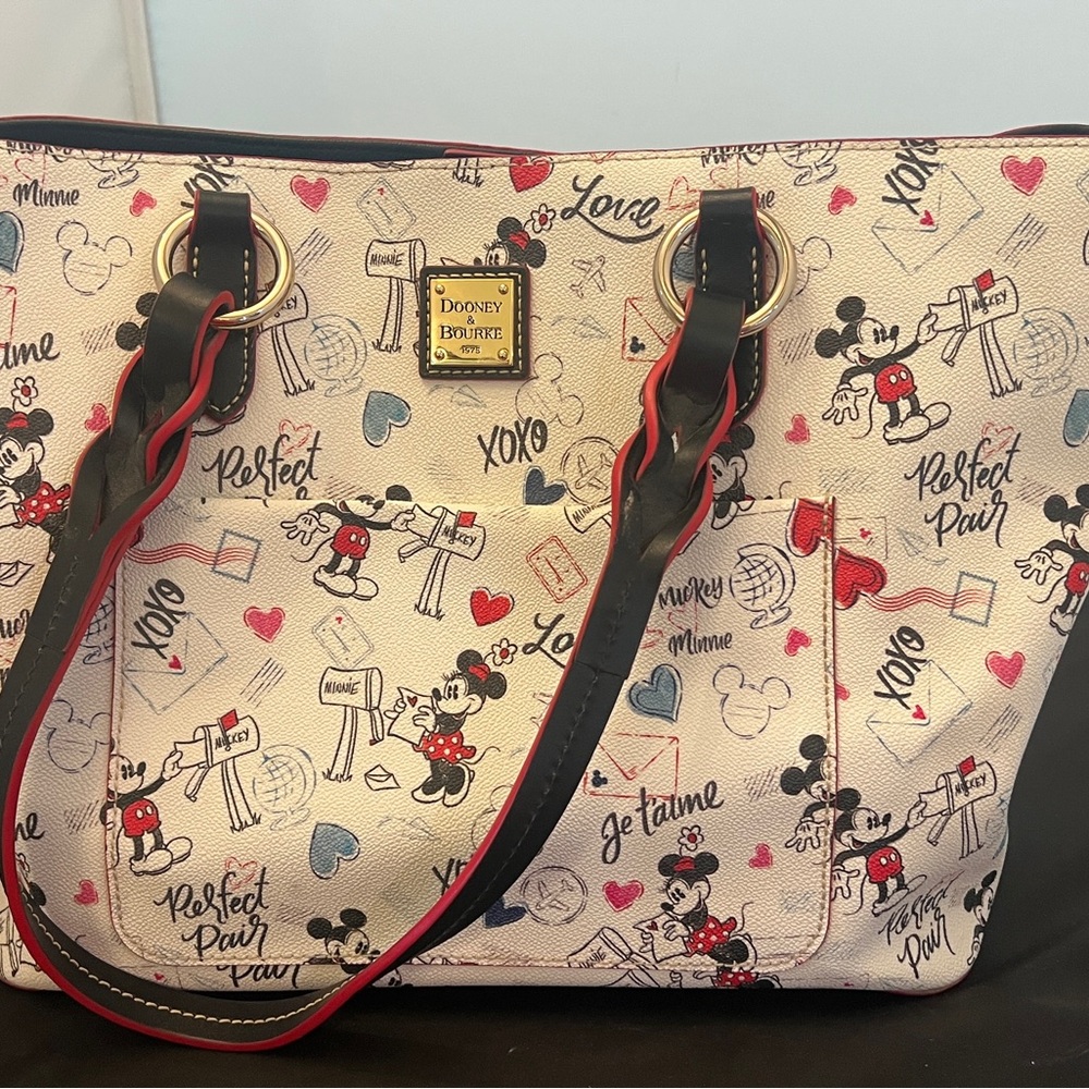 Dooney & Bourke Mickey Mouse Love Letters Tote - White and Black